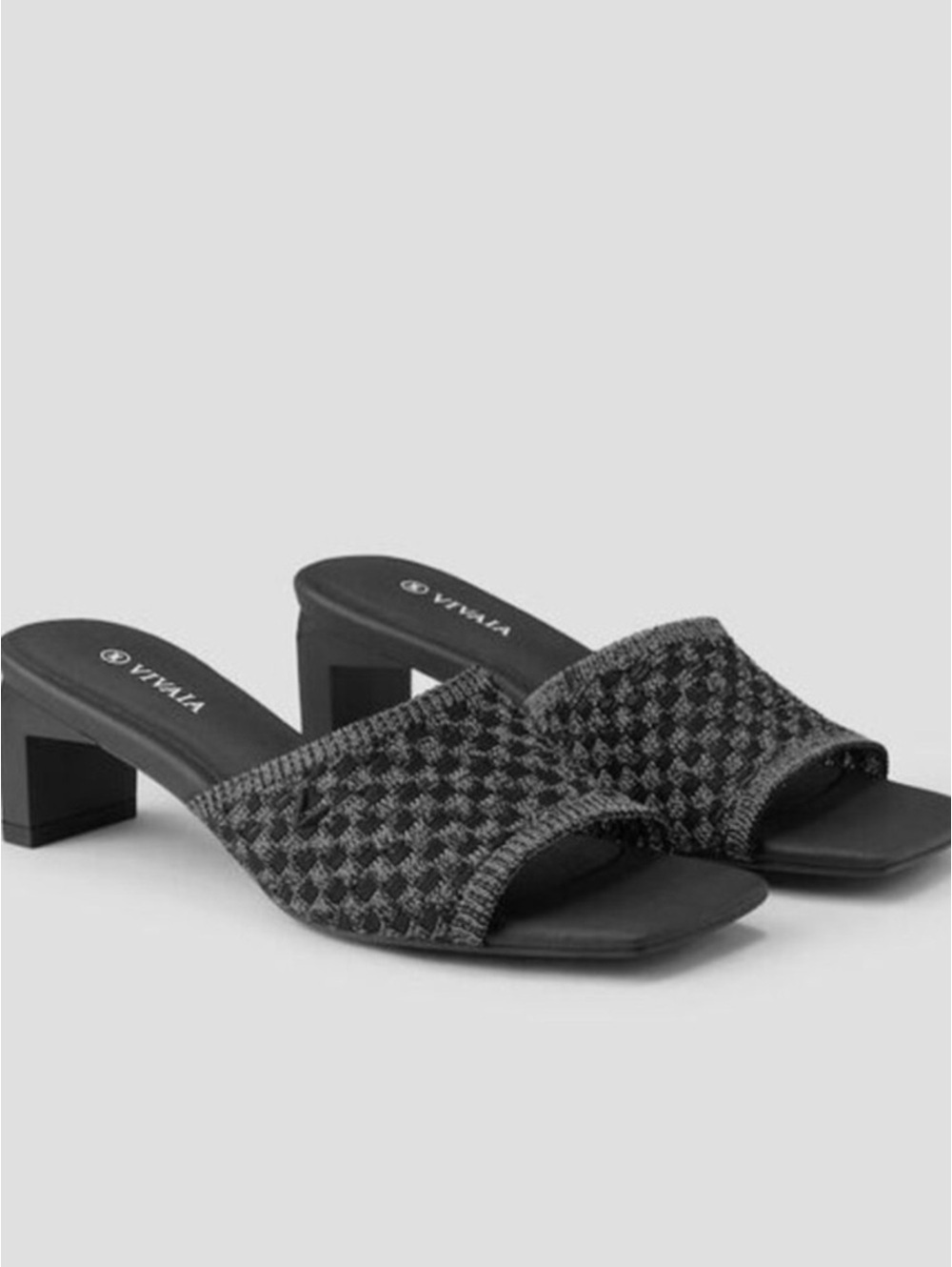 VIVAIA Shoes Juliet Square-Toe Block Heel Slide in Black/Gray | Size EU 39 / US